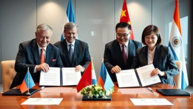 Argentina and China officials signing energy cooperation agreement