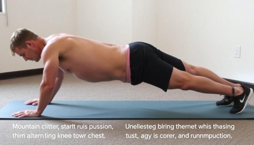 Gerakan mountain climber untuk latihan kardio dalam bodyweight training Gerakan mountain climber untuk latihan kardio dalam bodyweight training