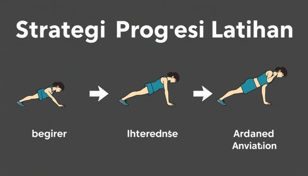 Ilustrasi strategi progresi dalam bodyweight training untuk pemula Ilustrasi strategi progresi dalam bodyweight training untuk pemula