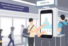 Ilustrasi teknologi QRIS Tap untuk pembayaran transportasi umum di Indonesia