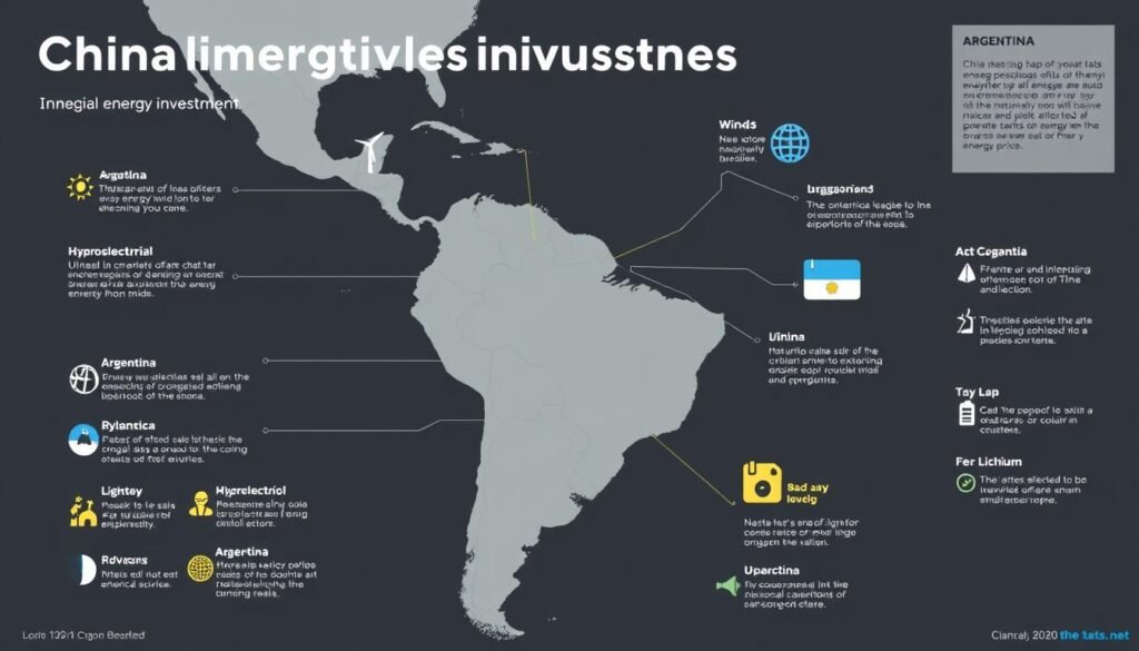 Map showing China's energy investments across Latin America with Argentina highlighted Map showing China's energy investments across Latin America with Argentina highlighted